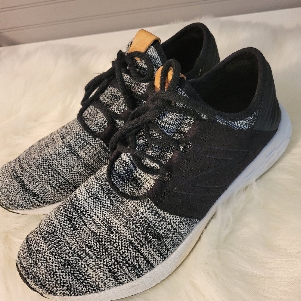 New Balance Black and White Knit Sneakers